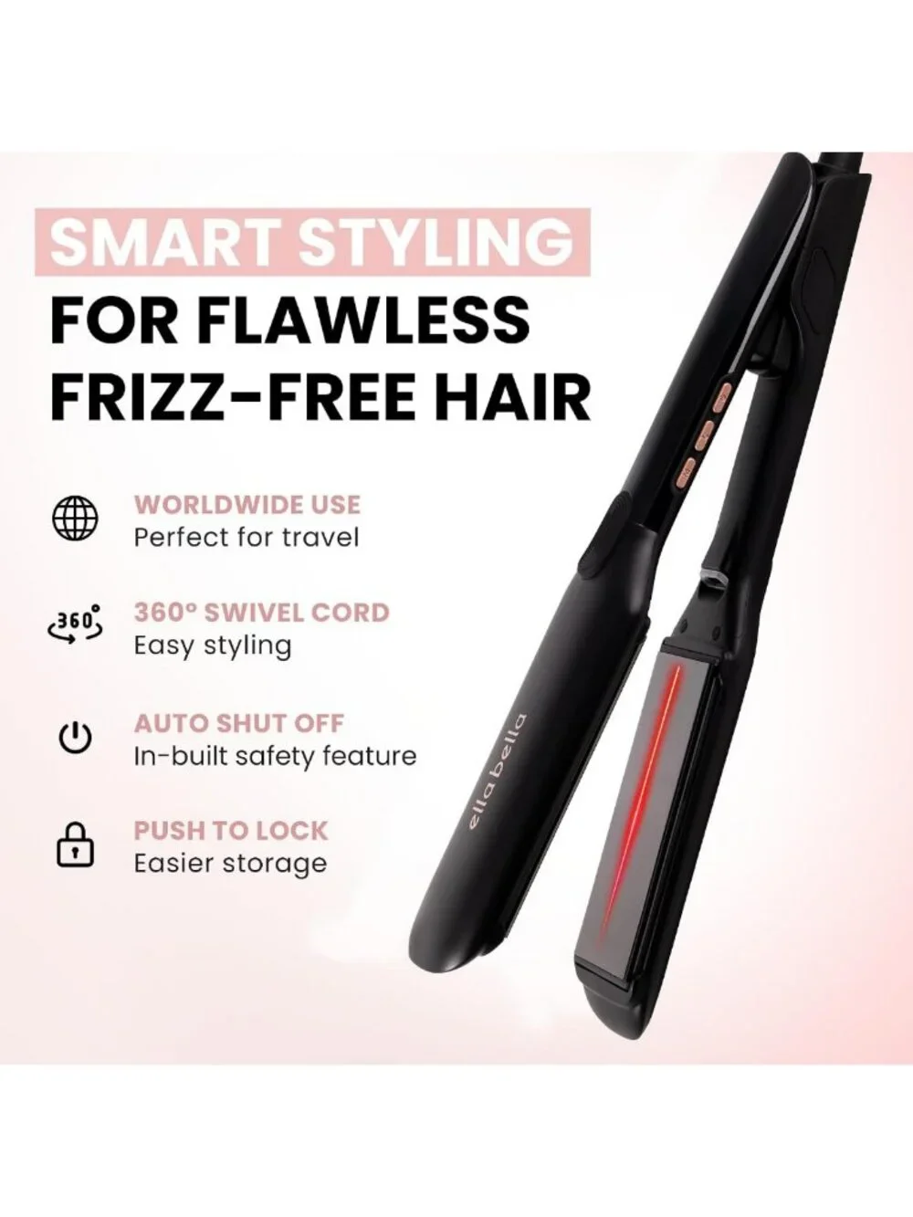 Large Titanium Flat Iron Hair Straightener with Infrared Technology for Smooth